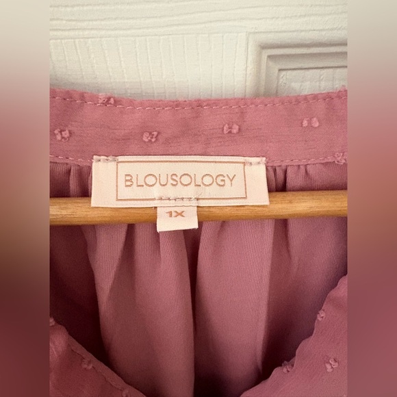 Blousology jacquard dot button down front blouse pink size 1X - Picture 7 of 16